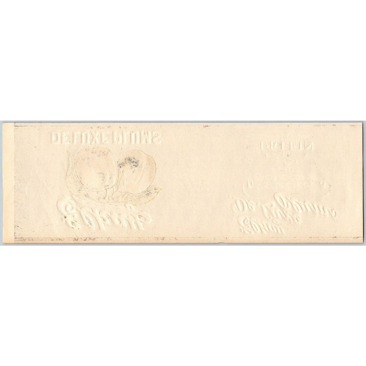 Elkay Deluxe Plums Paper Can Label L. Klein Halsted c1920's Emb. VGC