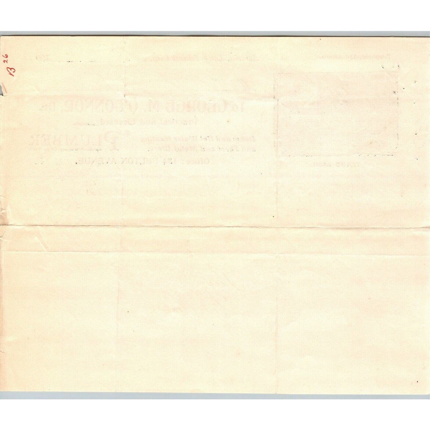 1904 Astoria LIC, NY Letterhead George M. O'Connor Plumber Steam & Hot Water