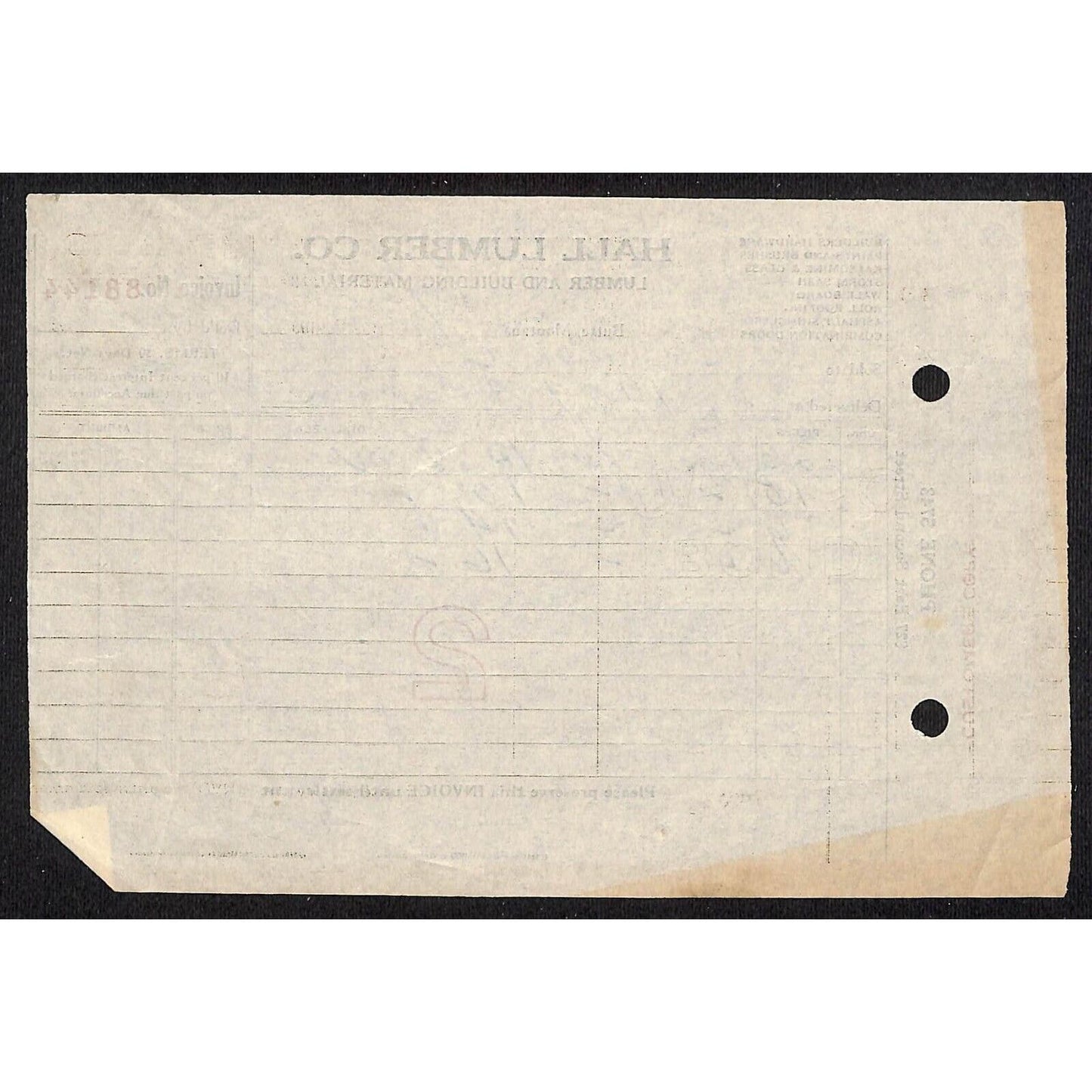 Hall Lumber Co. Butte Montana - 1933 Billhead Letterhead Wilson Drug