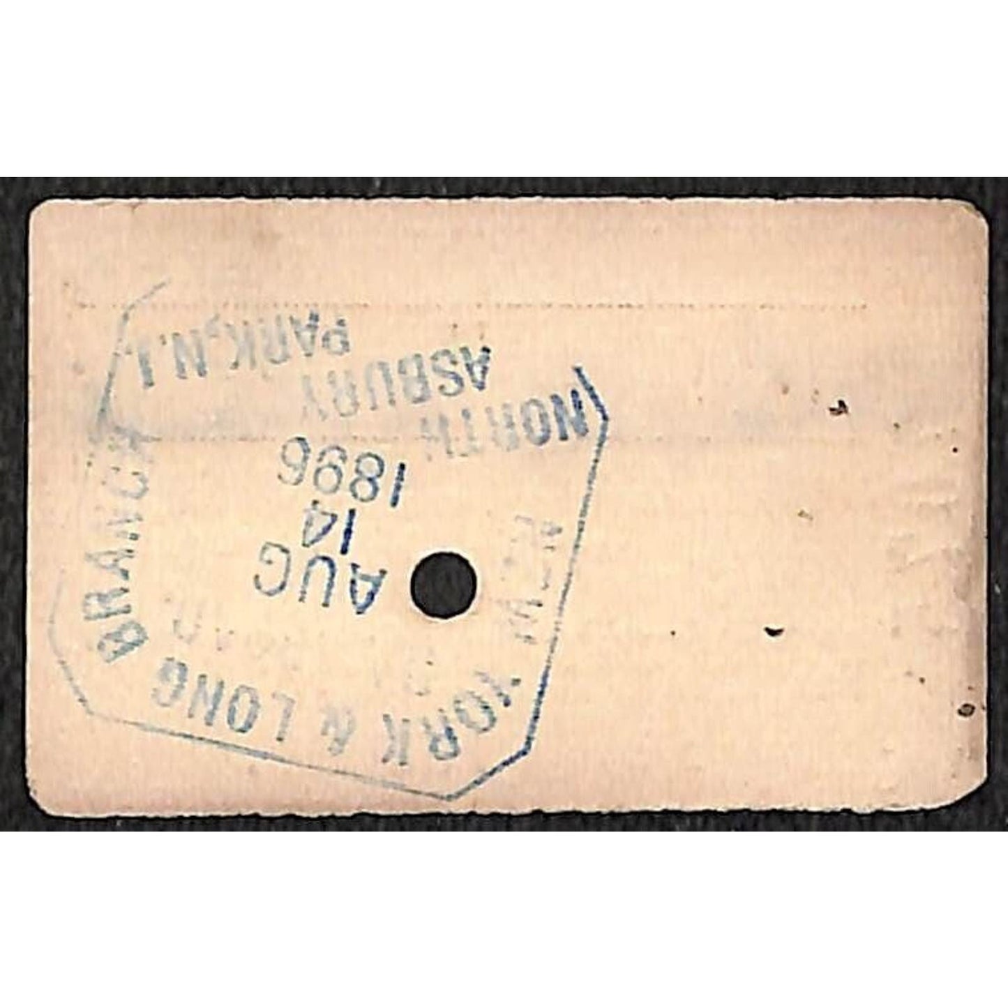 New York & Long Branch Railroad 1896 Ticket North Asbury Park AC Highlands #7075