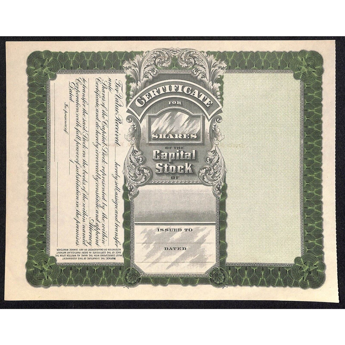 Phillips & Slack, Inc Northfield, VT c1930's Unissued Stock Certificate Scarce