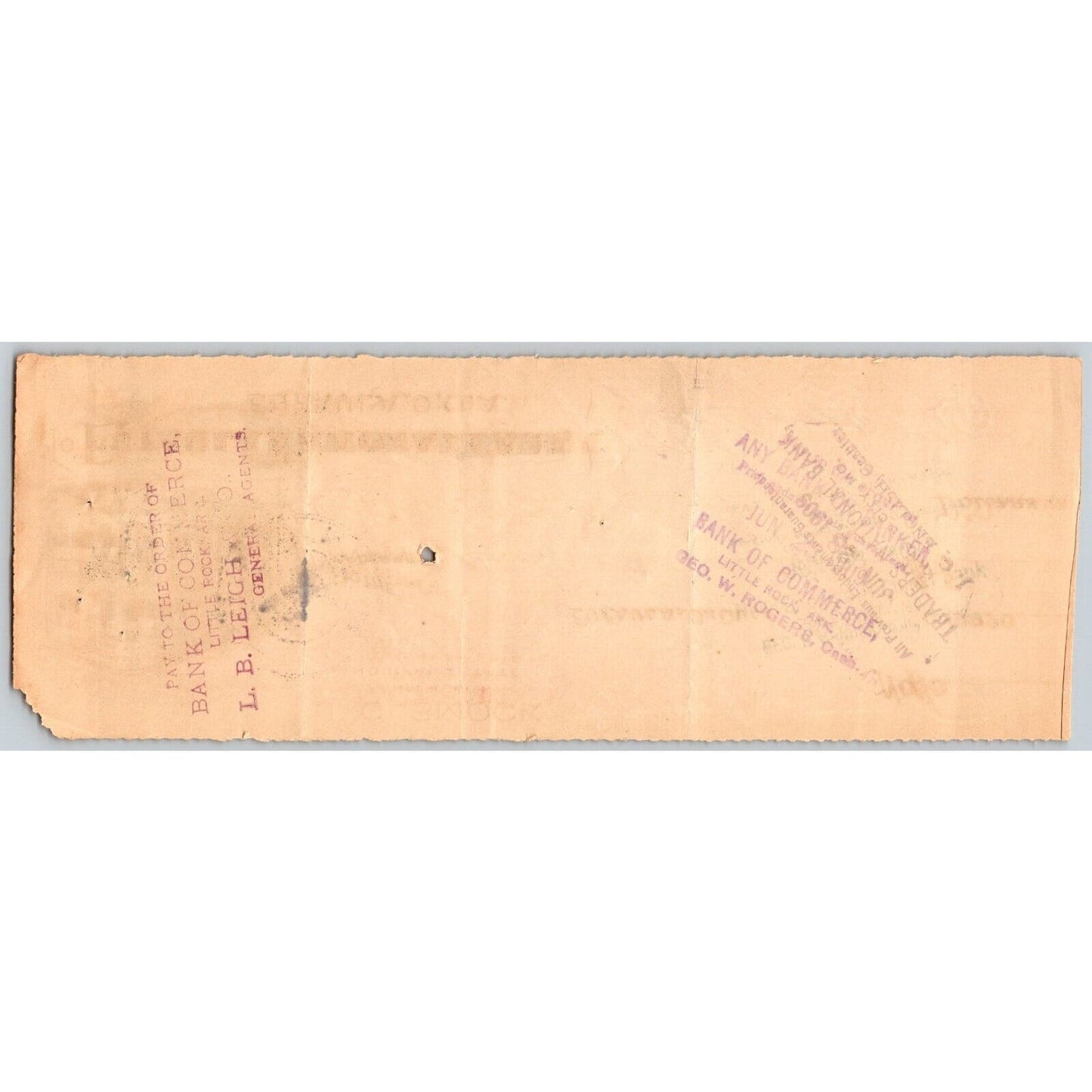 Eufaula Oklahoma 1909 J.C. Smock Eufaula National Bank Check Building Vignette