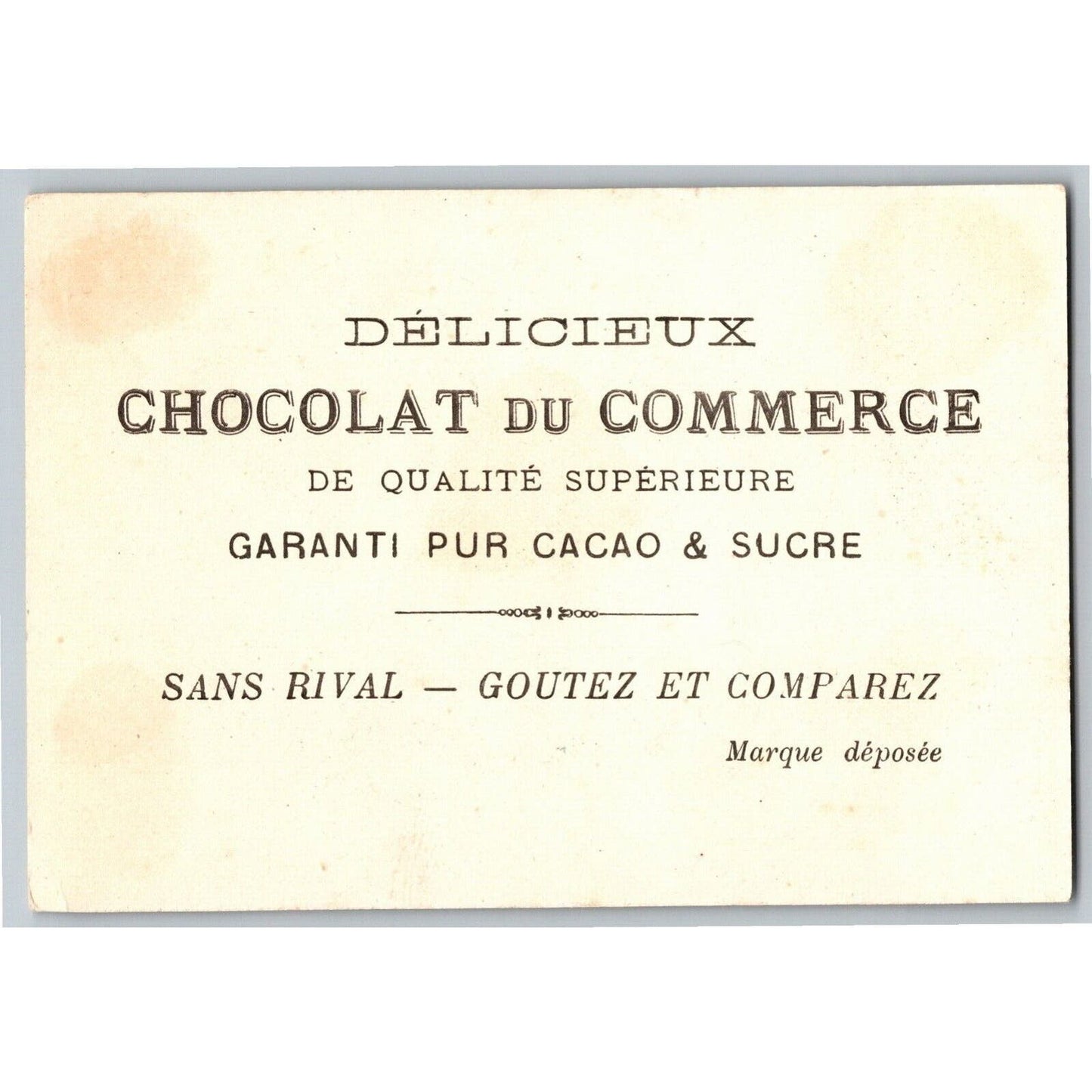 French Victorian Trade Card Chocolat du Commerce "Sauve Qui Peut" Girls at Shore