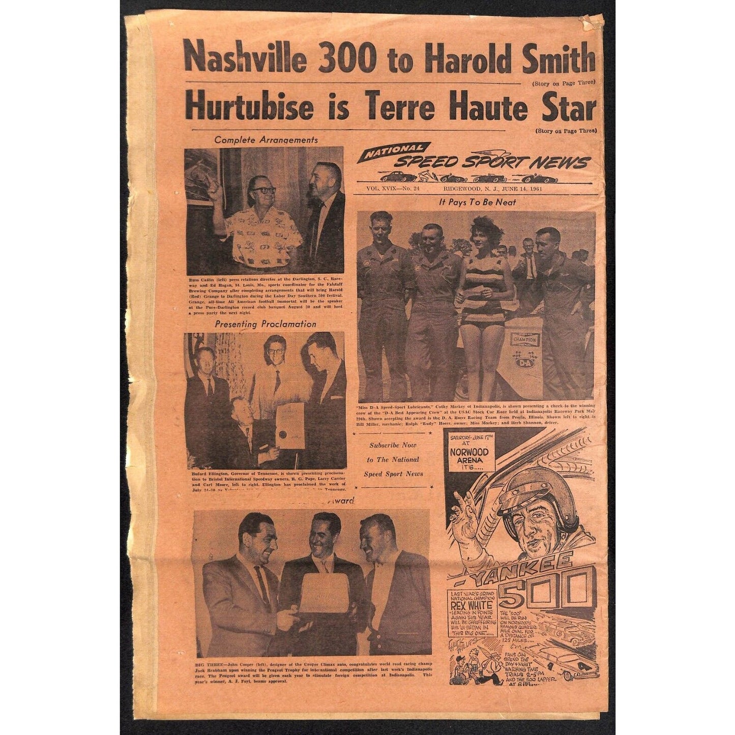 National Speed Sport News 6/14 1961 Buzz Barton Win Futurity Racing 15pp VGC