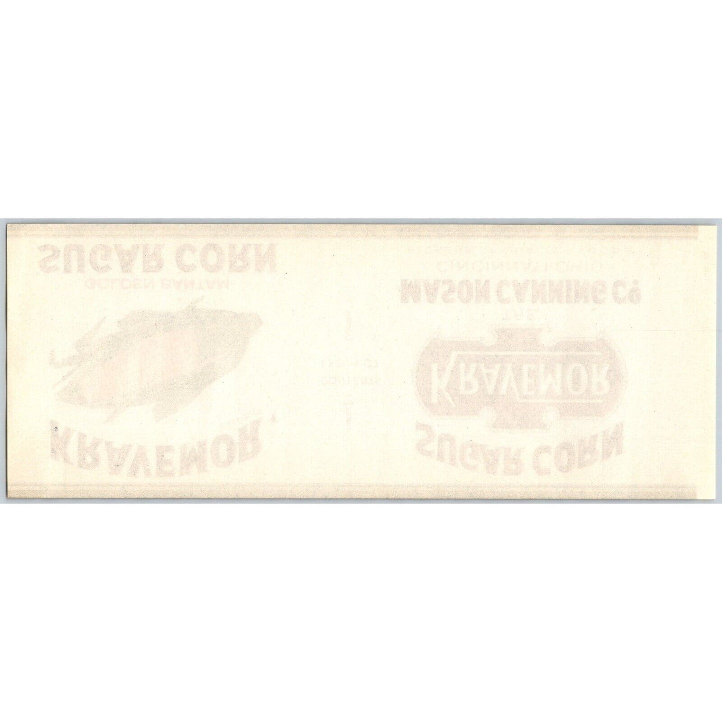 Kravemor Sugar Corn Paper Can Label Mason Canning Cincinnati c1920's Scarce