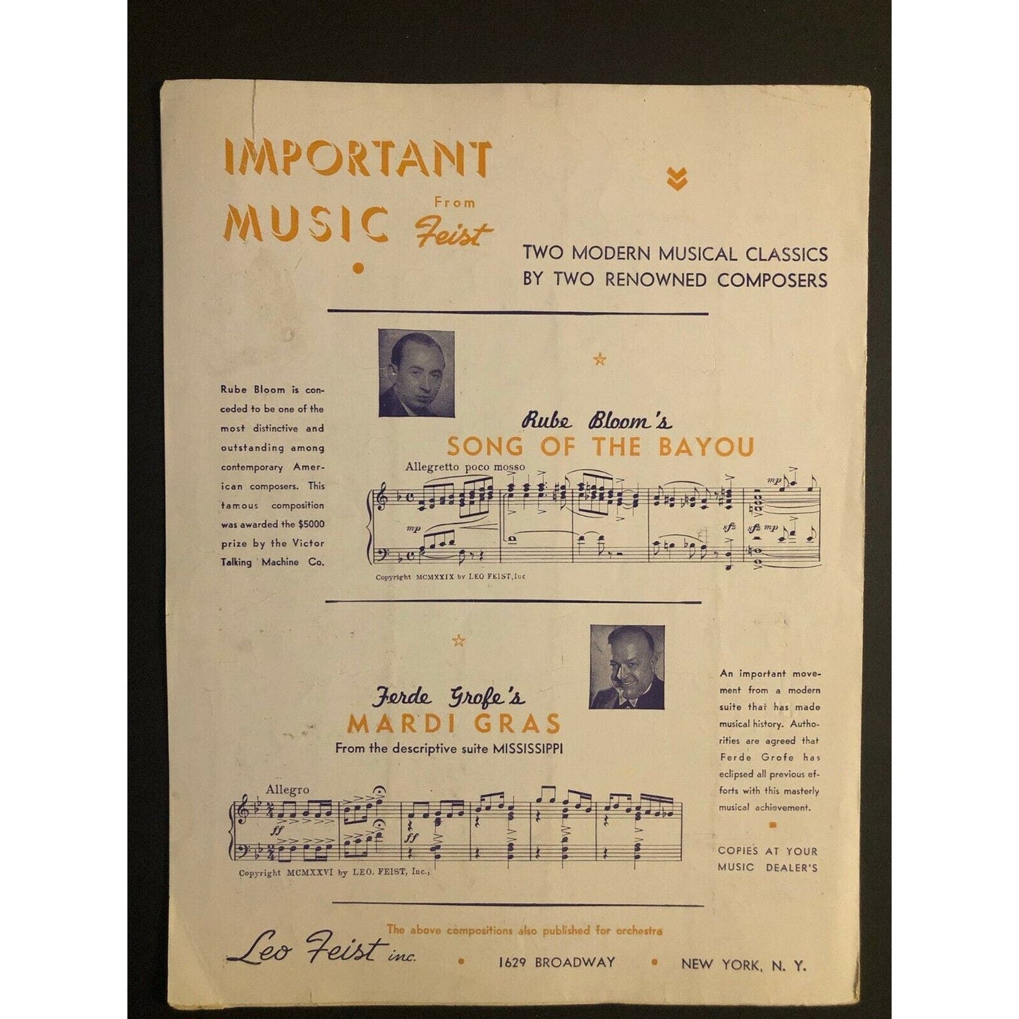 Vintage 1940's Sheet Music "Rainbow On The River" Paul Webster & Louis Alter