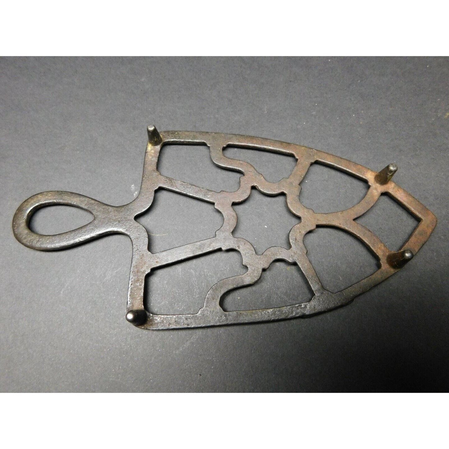 Cast Iron Footed Sad Iron Trivet w/ Handle