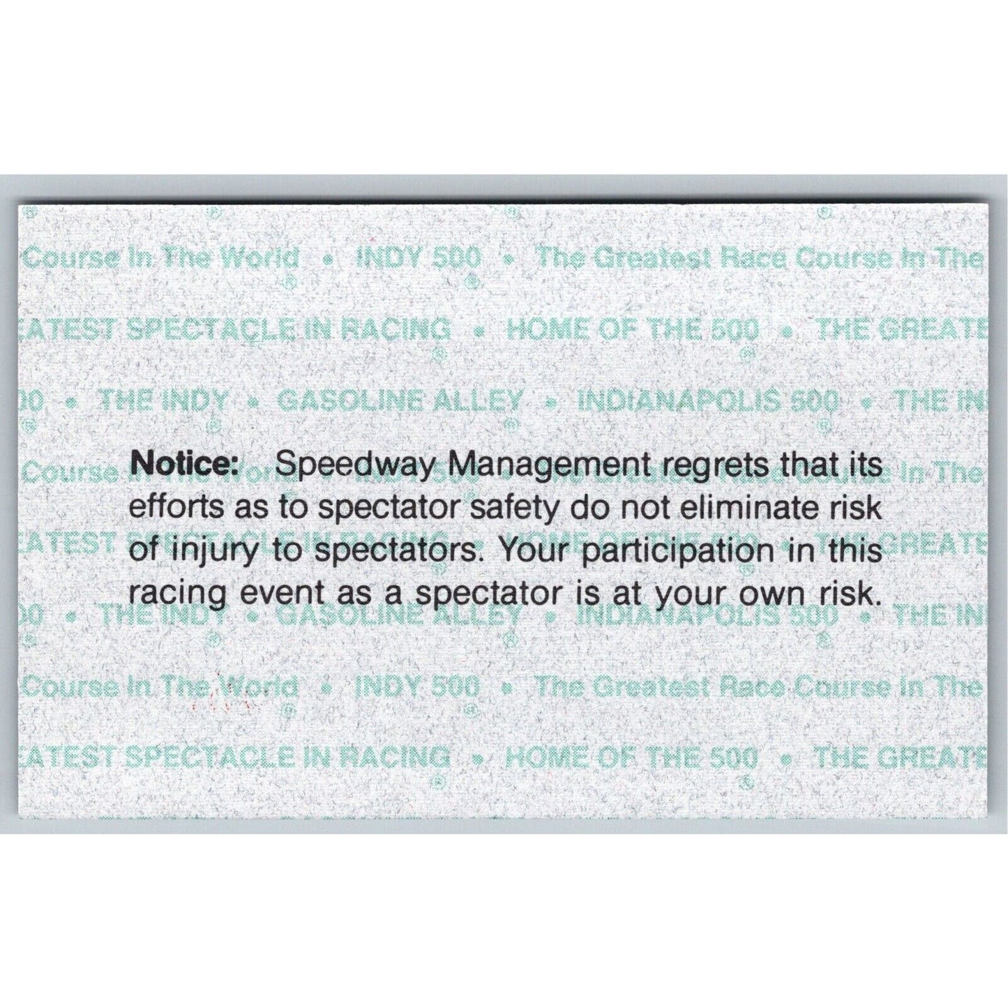 1996 Indy 500 Practice Day Grounds Admission Comp Ticket Pass Card IMS #5194 VGC