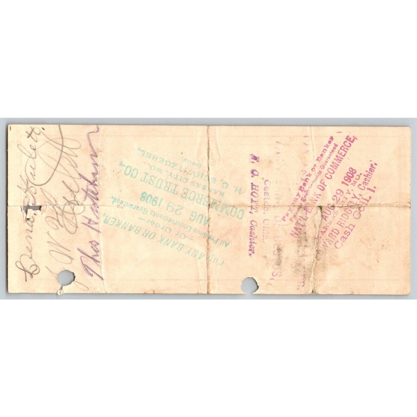 Lenora, Oklahoma 1908 "The Lenora State Bank" Check - Scarce