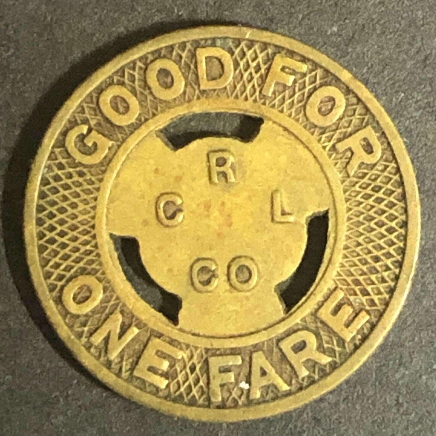 c1940-50's 16mm "C R & L Lines" G/F One Fare - Brass Transit Token Connecticut