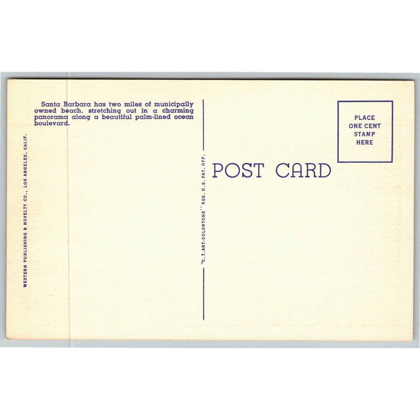 Vintage c1930-45 Linen Postcard "Municipal Swimming Pool, Santa Barbara, CA"