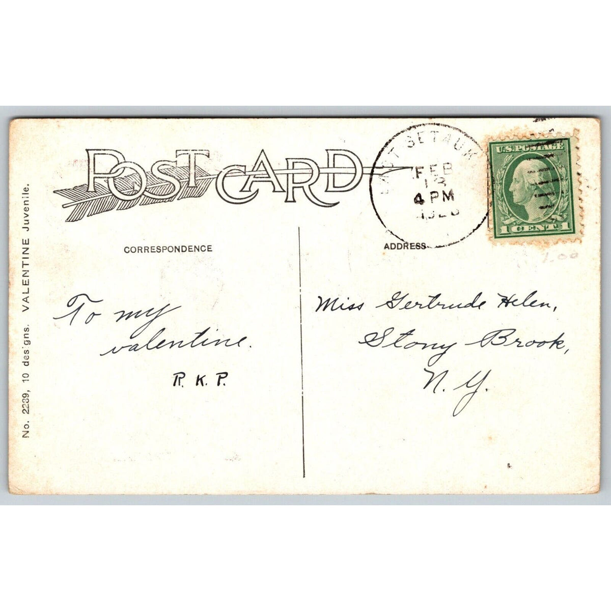 Valentine Postcard "Needing Encouragement" Cute Kids Shy Boy Heart c1915-20