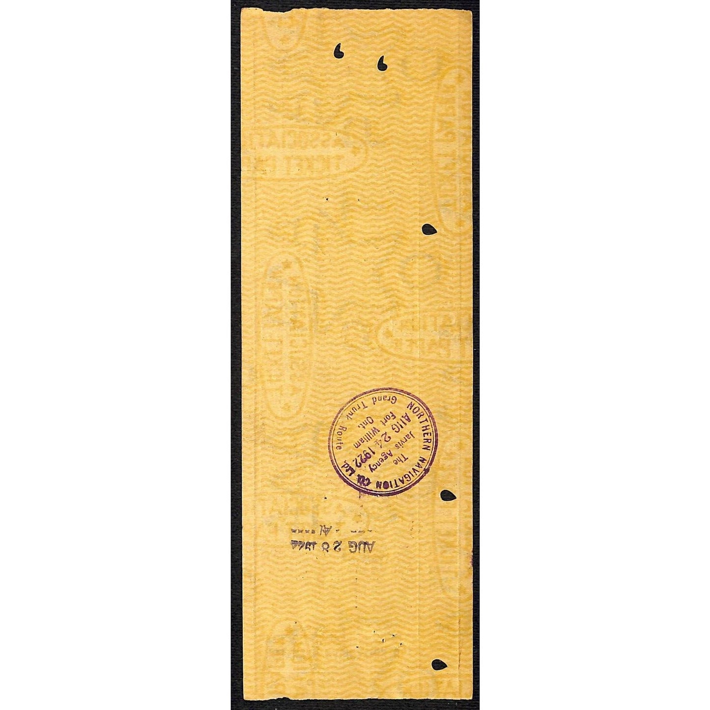 1922 Northern Navigation Co. Railway / Railroad Ticket to Rochester, MINN