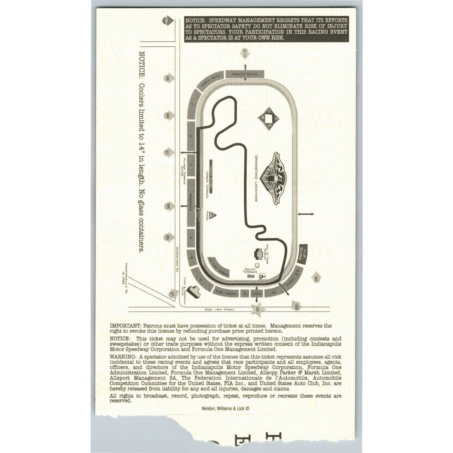 2001 Indianapolis Formula One Grand Prix Racing Ticket Stub 9/30 VGC - Seat 3