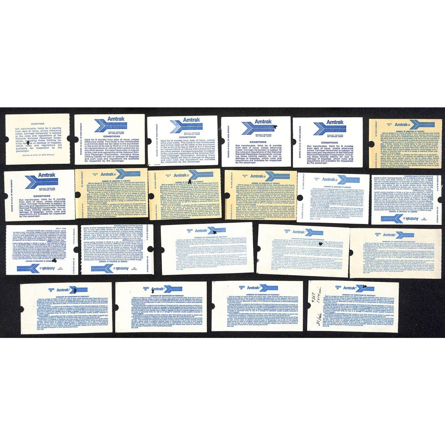 Amtrak Ticket Stubs 21pcs. of Mostly 1978-86