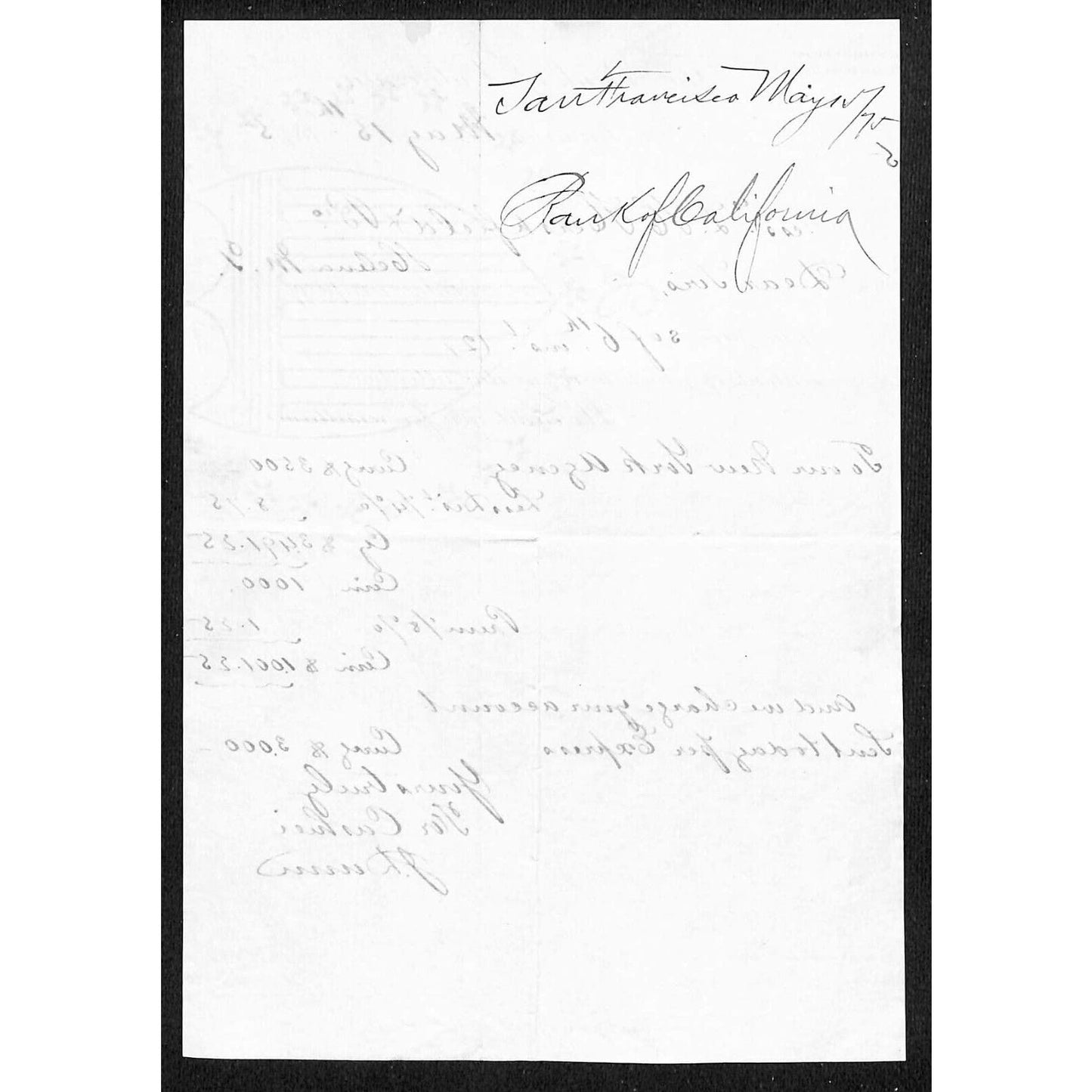 1875 Bank of California San Francisco Letterhead - L.H. Hershfield Helena, MT