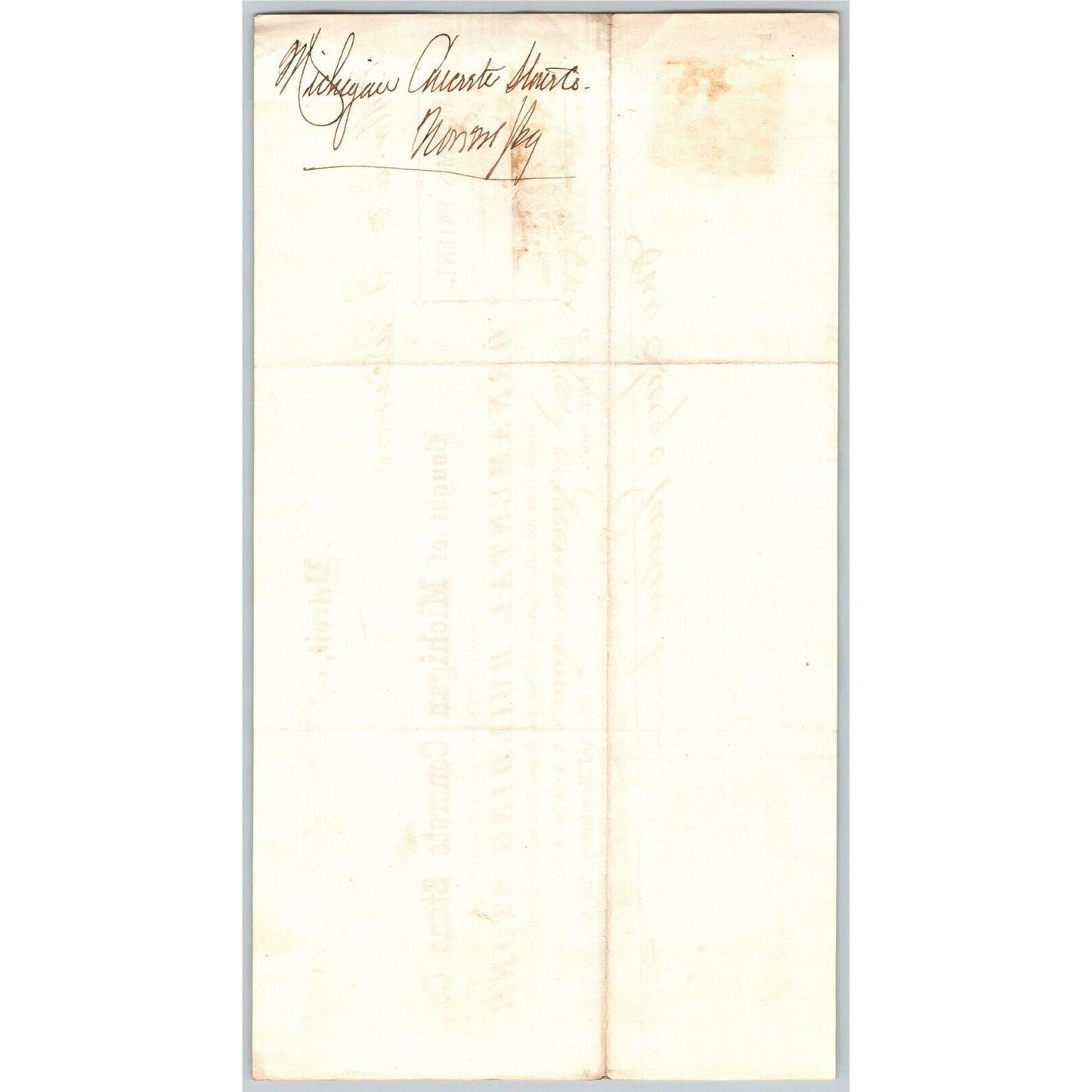 Detroit Letterhead Michigan Concrete Stone Co. Ornamental 1869 w/ Rev Stamp