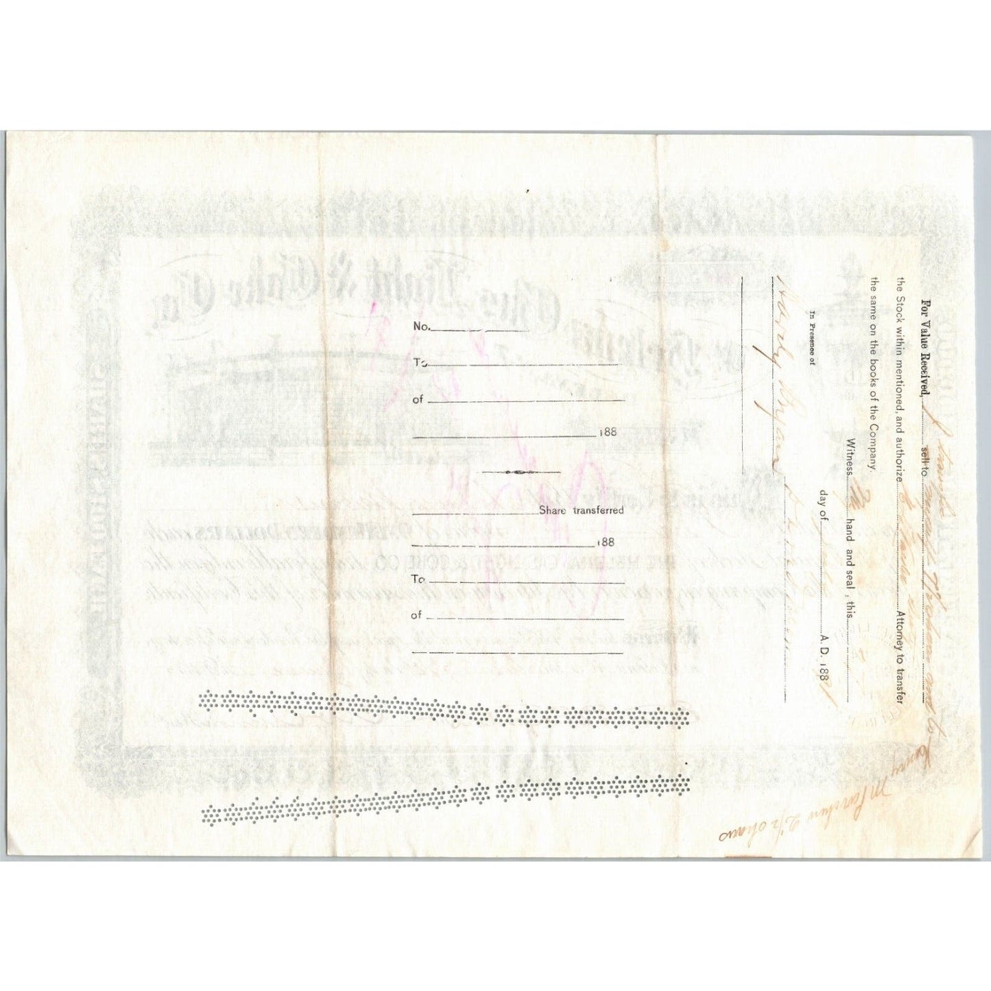 Helena Gas Light & Coke Co. Montana 1885 Stock Certificate
