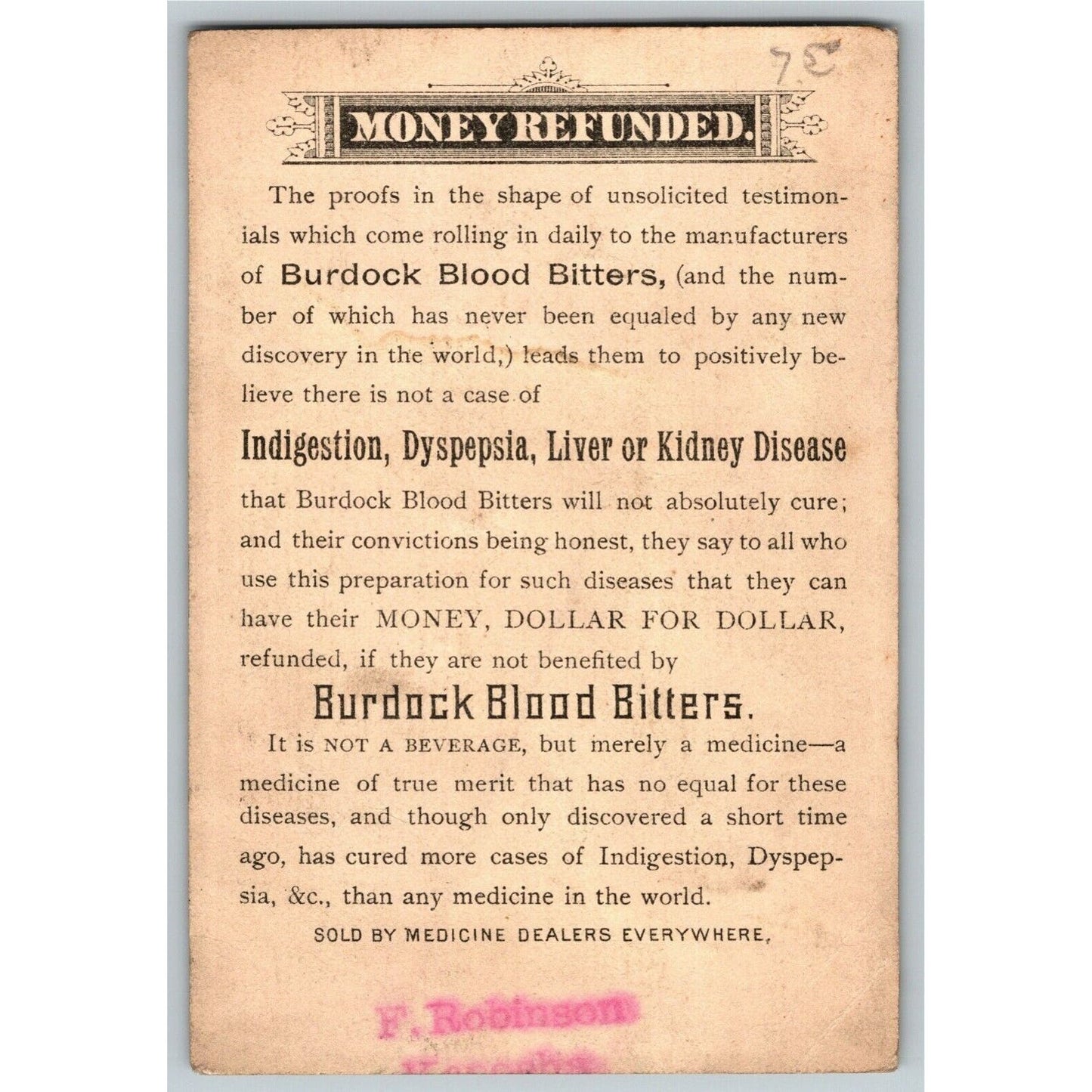 Burdock Blood Bitters Medicine Woman Wear Fancy Hat w/ Logo Victorian Trade Card