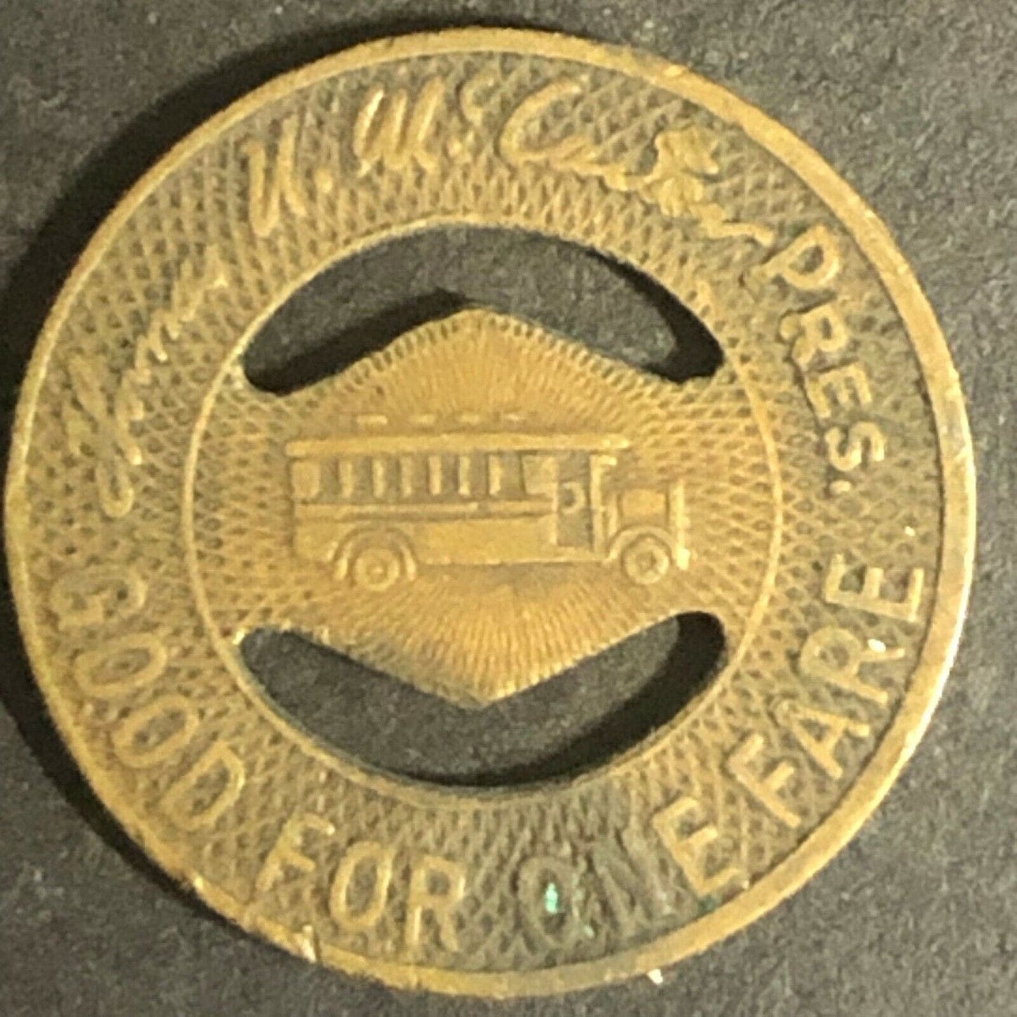 c1930 16mm Public Service Coordinated Transport G/F One Fare Token (Newark, NJ)