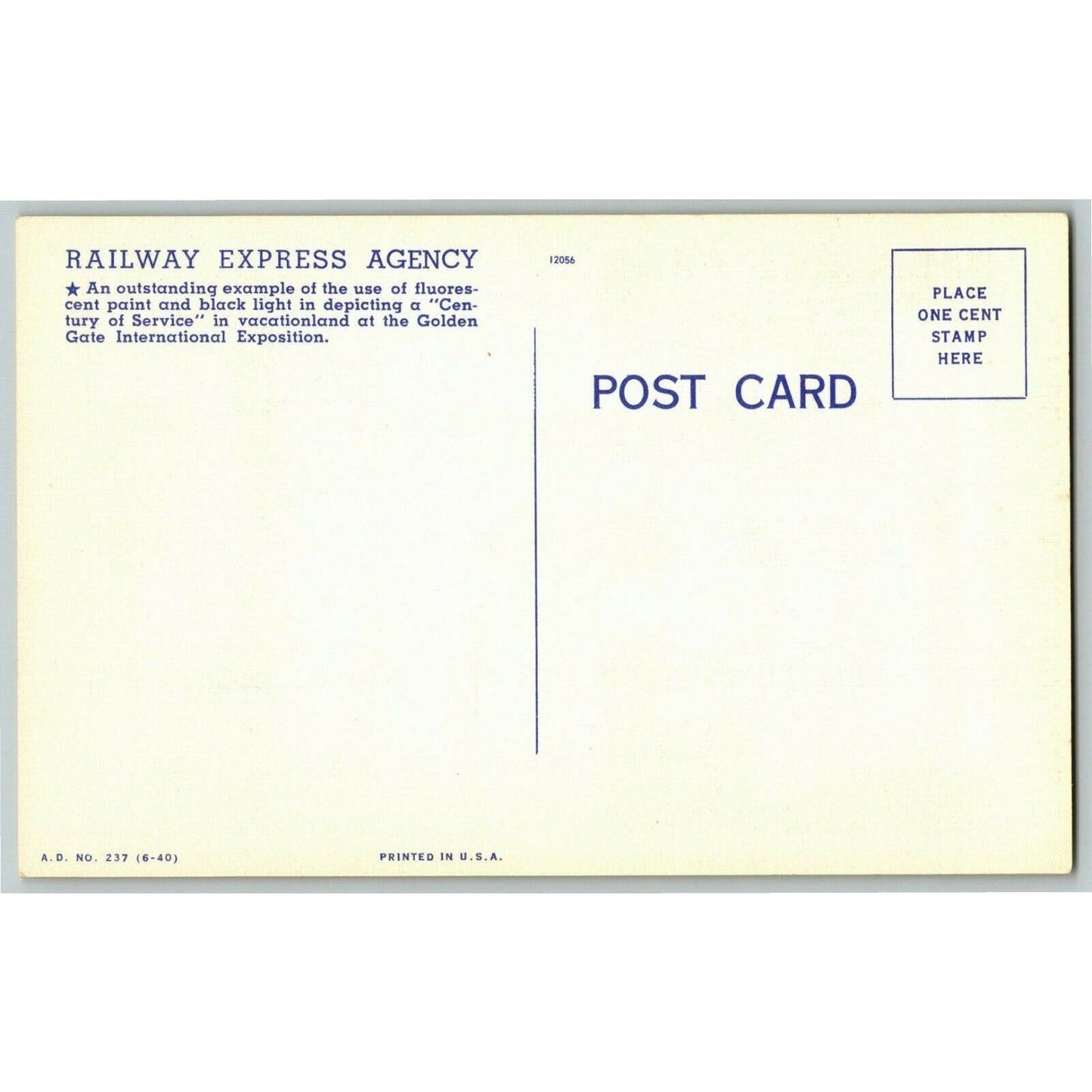 1940 San Francisco World's Fair Linen Postcard - Railway Express Exhibit