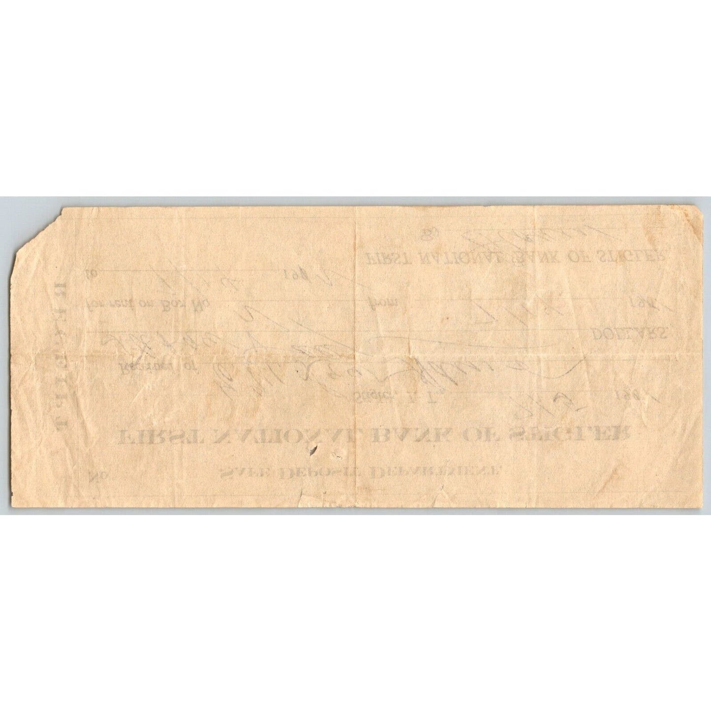 Stigler, Indian Territory Oklahoma 1911 Safe Deposit Box Rental Agreement