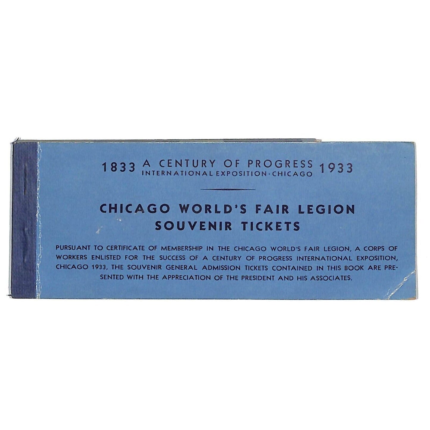 1933 Chicago World's Fair Souvenir Ticket Booklet - w/ 9 Stubs