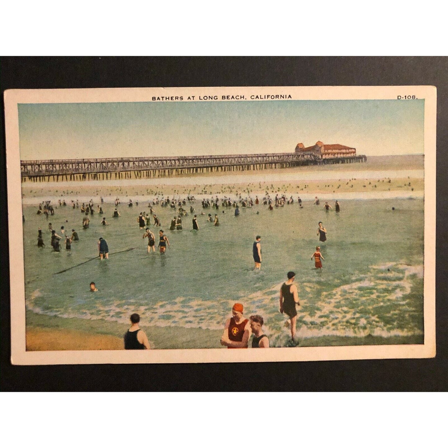 Vintage Postcard -Bathers at Long Beach, California