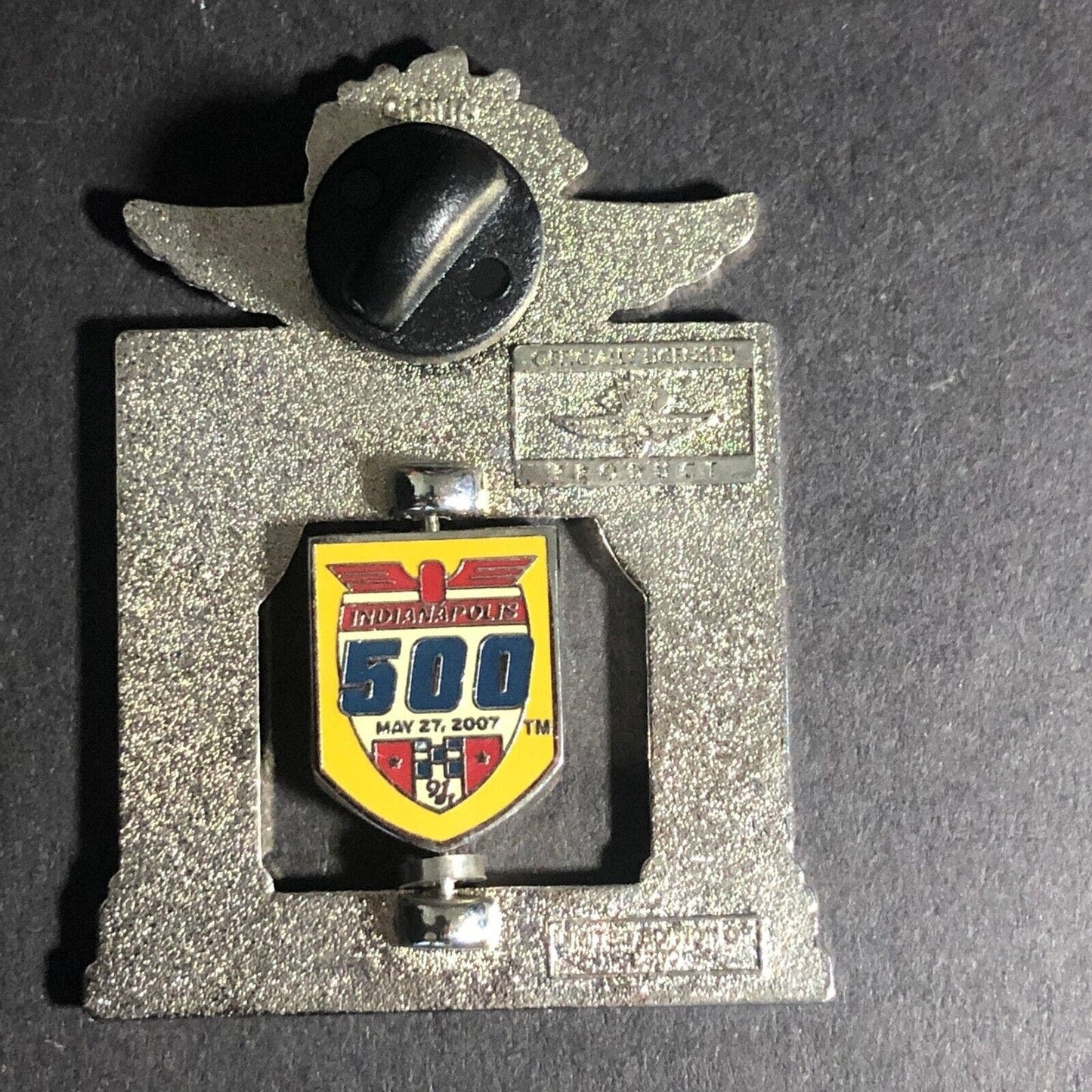 2007 Indy 500 WIBC 1070 Radio Barn Door w/ Spinner Lapel Hat Pin NOS Ltd Ed*
