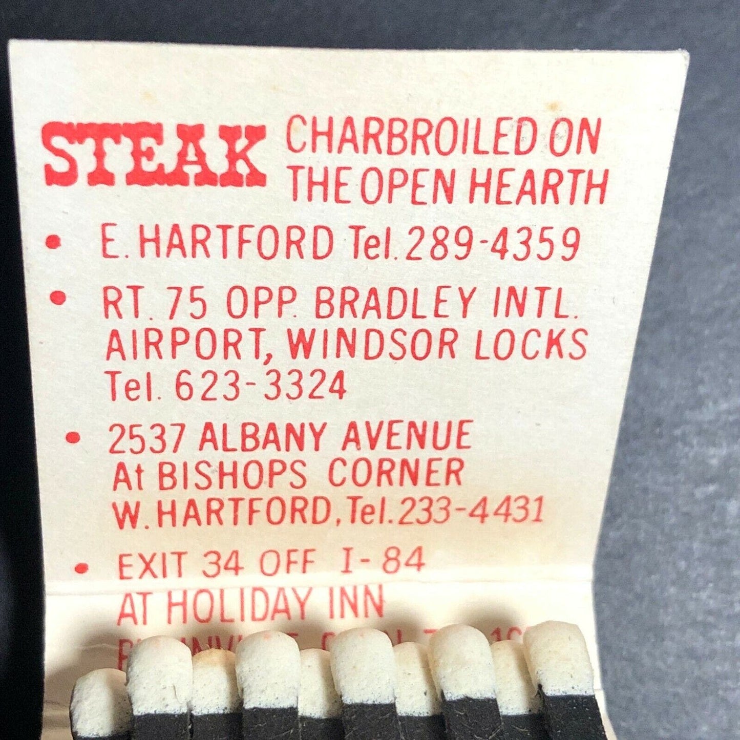 1970's-80's Full Matchbook - "The Steak Club" Wethersfield Windsor Locks, CT