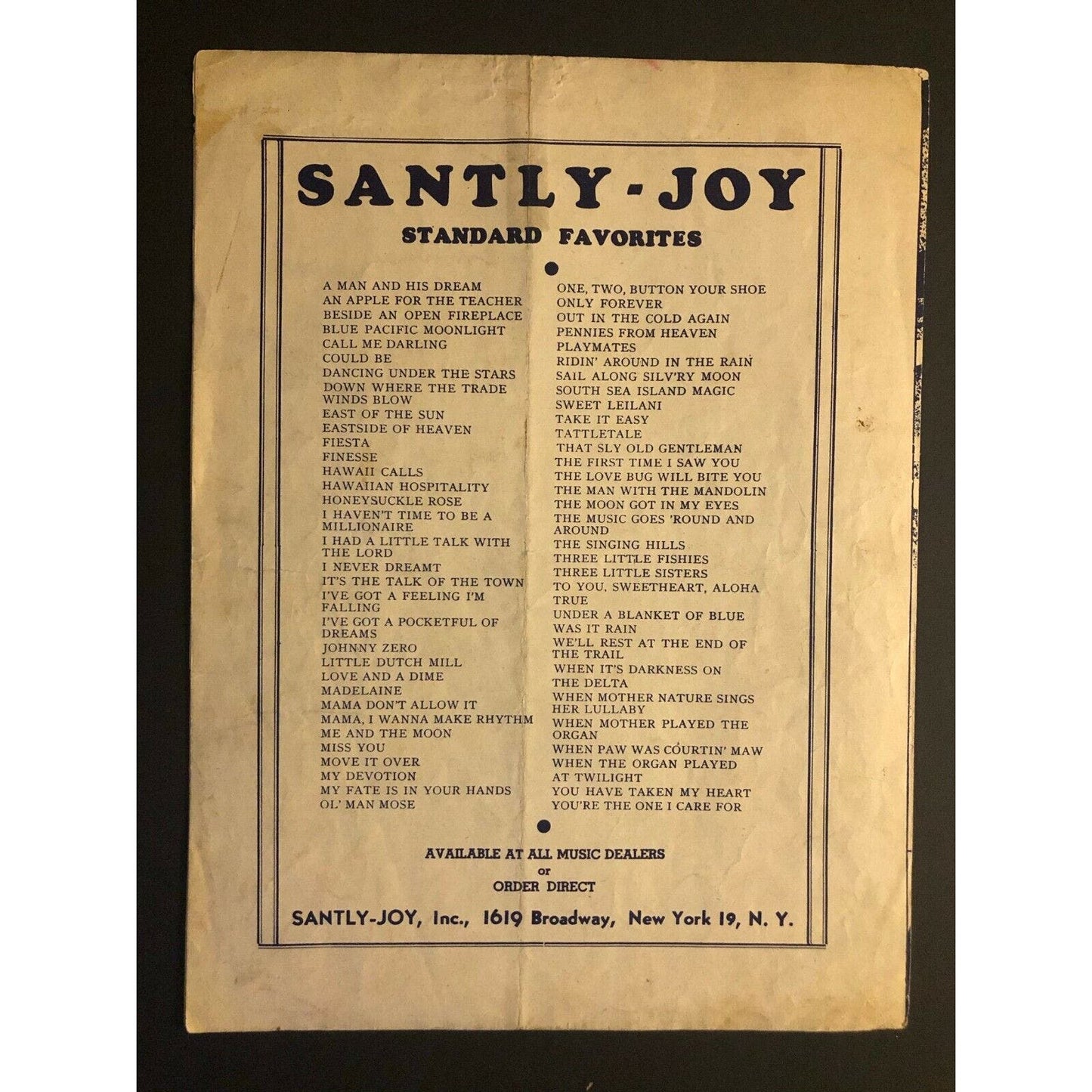 Vintage 1944 Sheet Music "Bell Bottom Trousers" Moe Jaffe