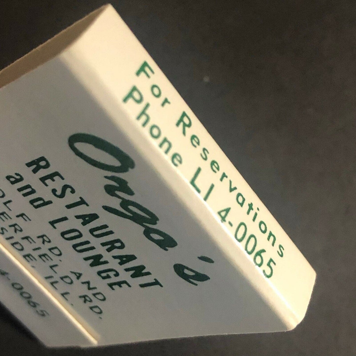 Scarce Vintage c1970's Full Matchbook "Orgo's Restaurant / Lounge" Hillside, ILL