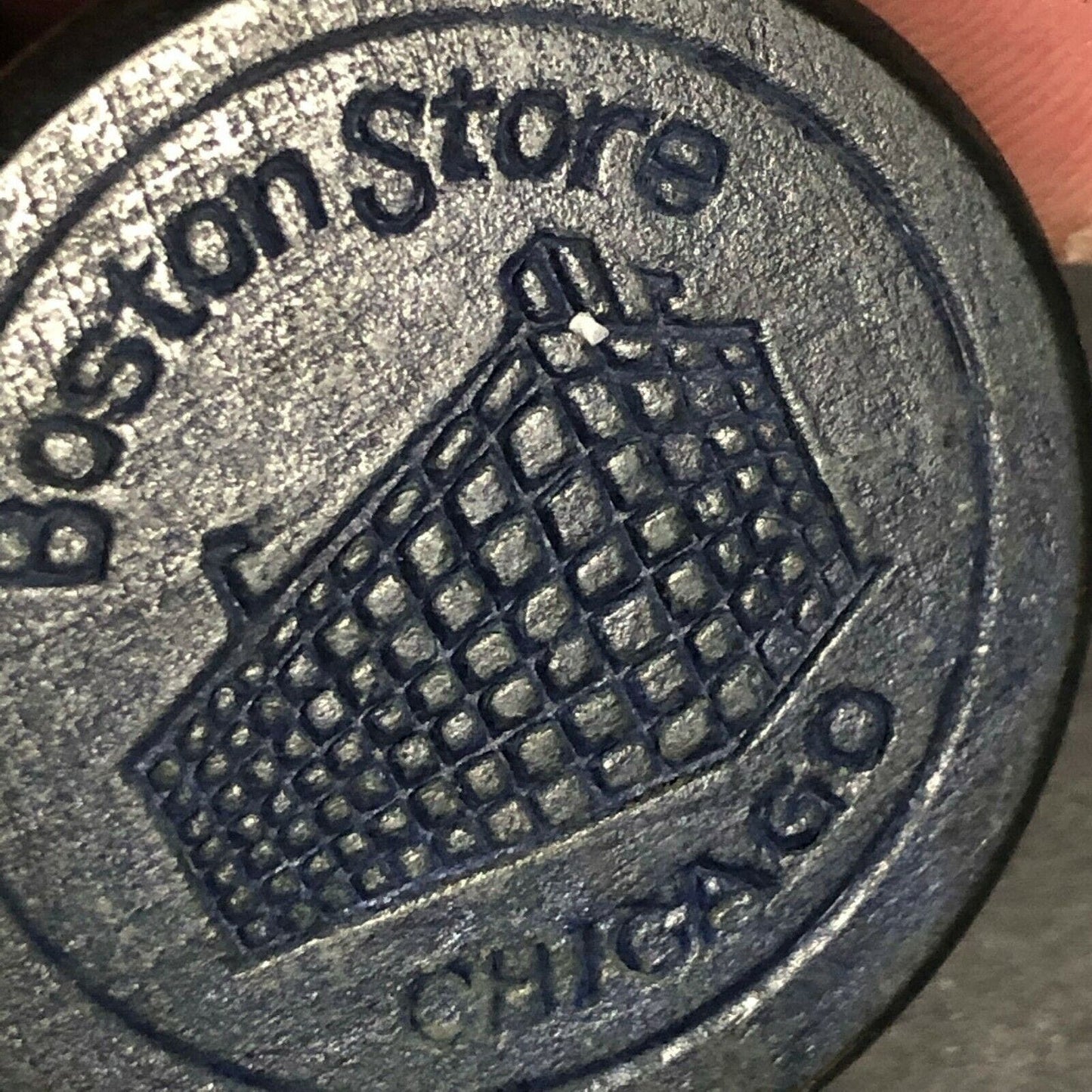 c1910's "Boston Store" Black Fiber / Wood Advertising Poker Chip VGC