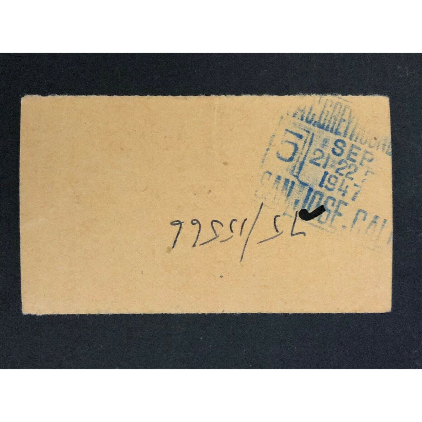 Pacific Greyhound Bus Lines I.D. Check / Ticket "San Jose" 2343 c1945-1955