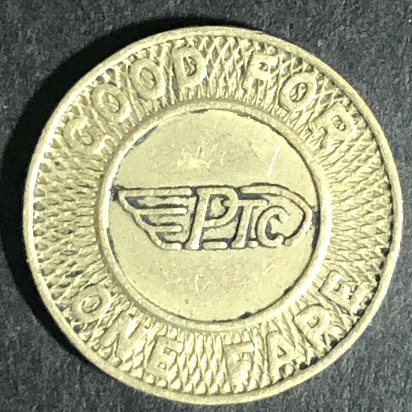Brass G/F One Fare Transit Token Philadelphia Transportation Co. PTC 16mm (1868)