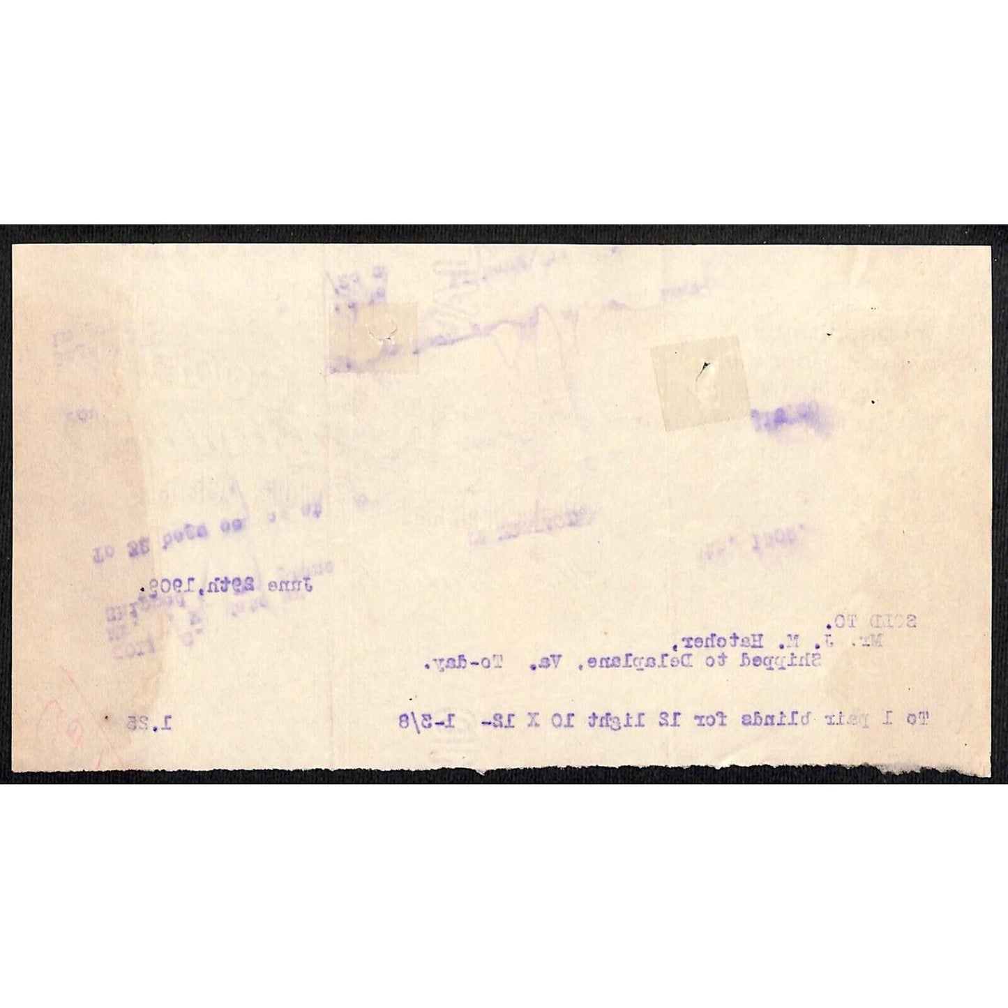 The Plains, VA R.S. Cochran Lumber Building Materials 1909 Billhead