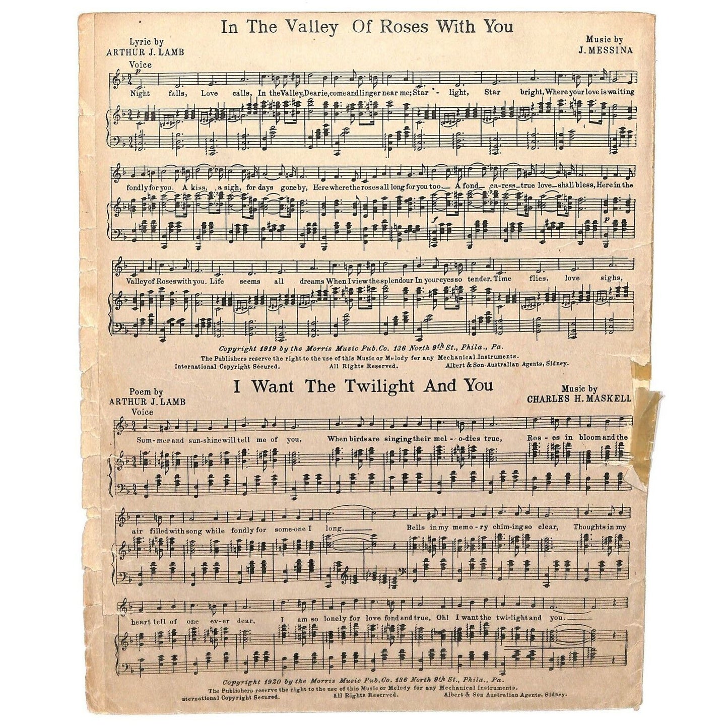 Vintage c1920 Sheet Music "Angle's Dream"