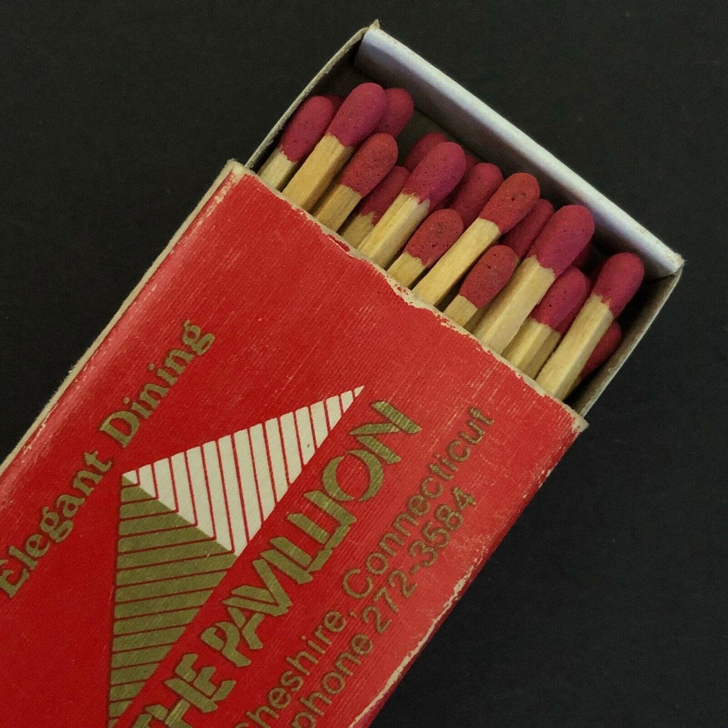 c1990s' Wooden Matchboxes / Matchbooks - "The Pavillion" Restaurant Cheshire, CT