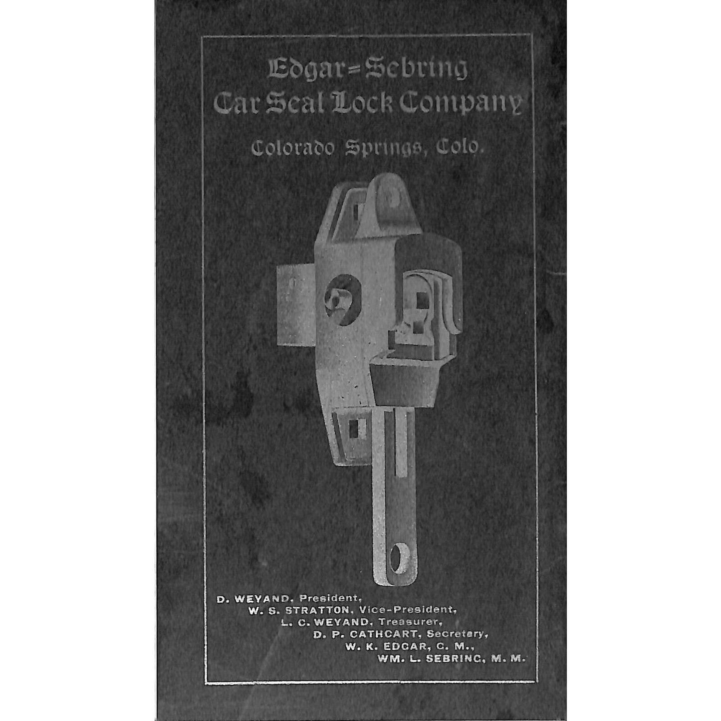 Scarce c1900 Edgar-Sebring Car Seal Lock Co. Catalog (Railroad) 24pp EXC