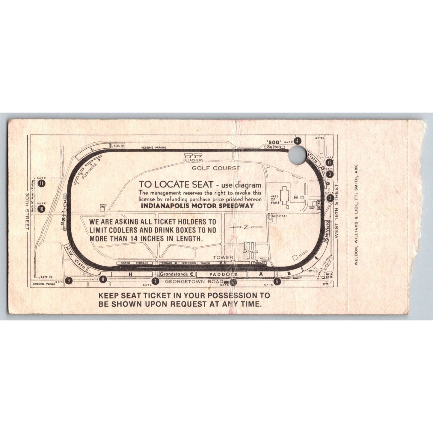 1981 Indy 500 Sec 29 seat 20 Ticket Stub - Ron Burton Estate