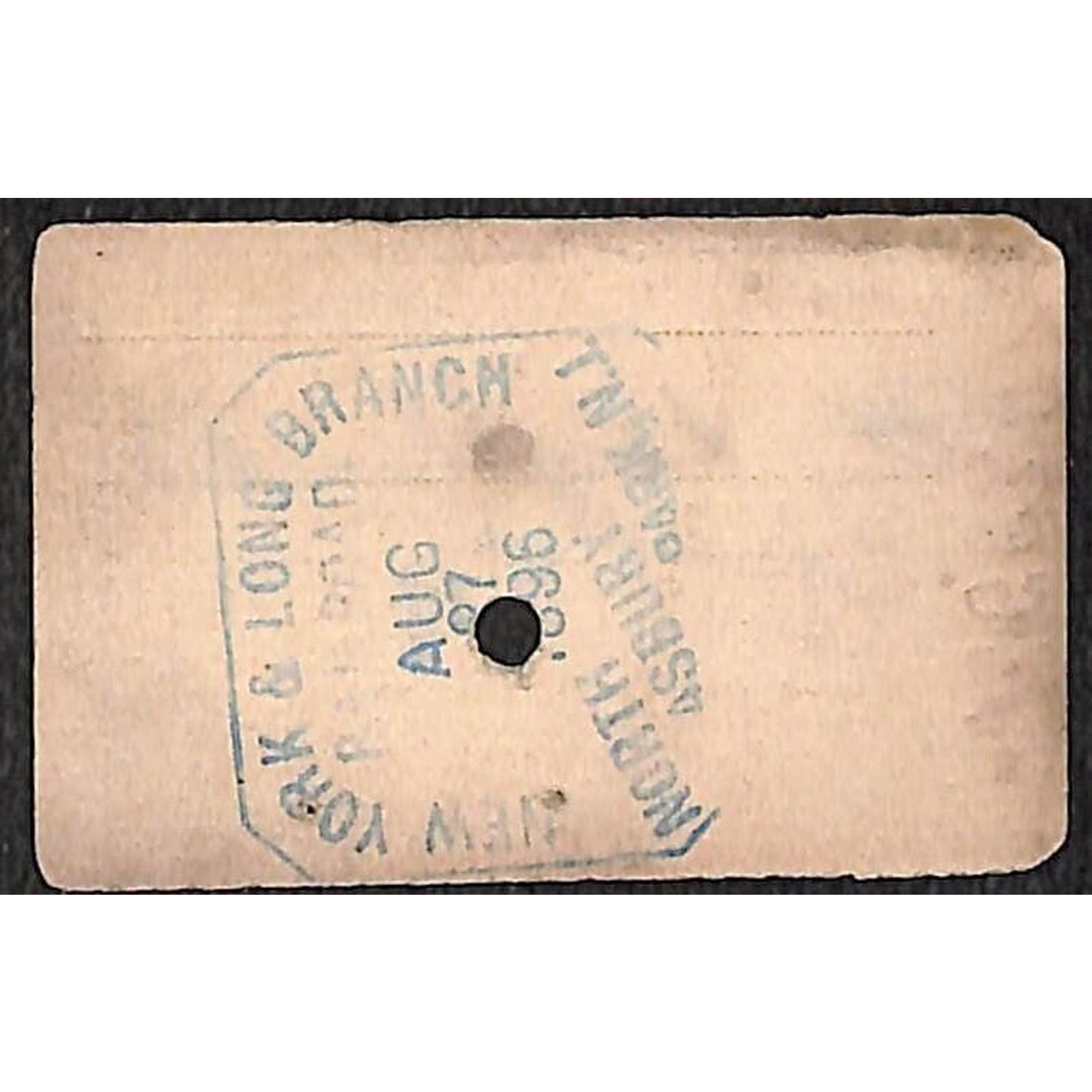 New York & Long Branch Railroad 1896 Ticket North Asbury Park AC Highlands #7092