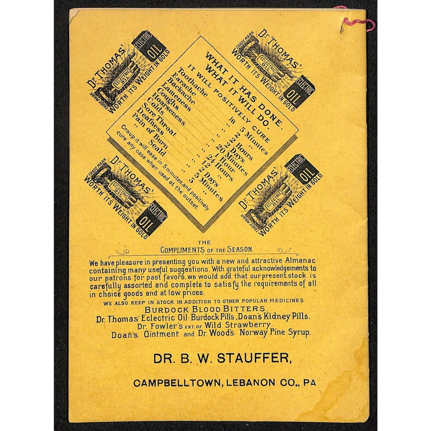 Burdock Blood Bitters 1896 Almanac and Key to Health 32pp VGC
