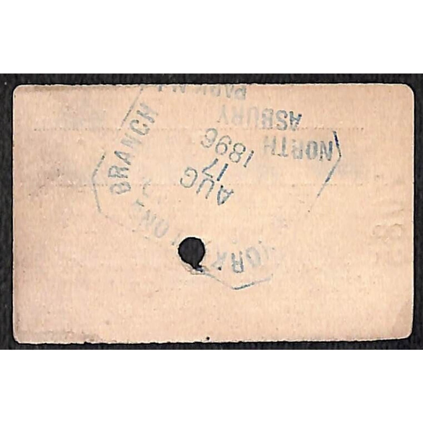 New York & Long Branch Railroad 1896 Ticket North Asbury Park AC Highlands #7085