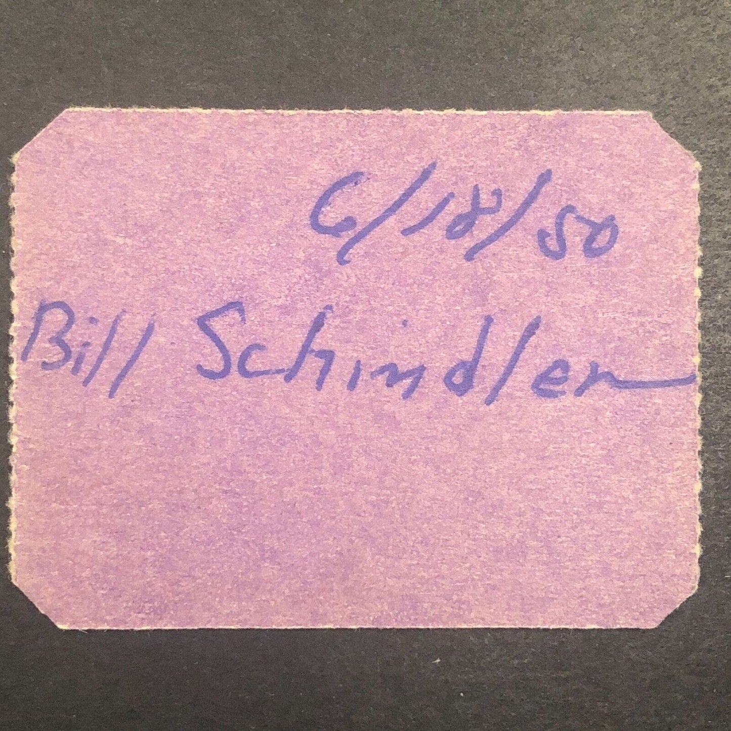 Sam Nunis Speedway Reading 1950 Auto Racing Rain Check Ticket Bill Schindler