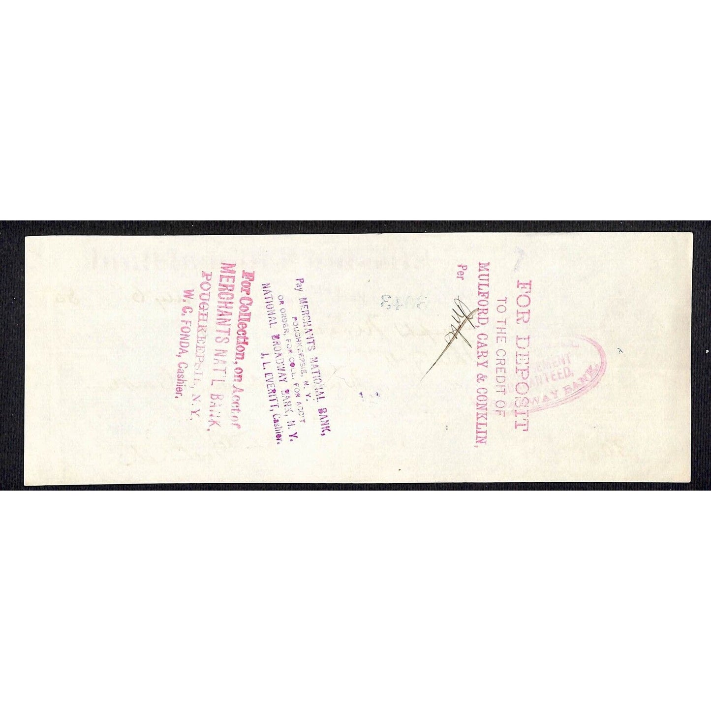 Pine Plains, NY Dutchess County Stissing National Bank Check $30 1880