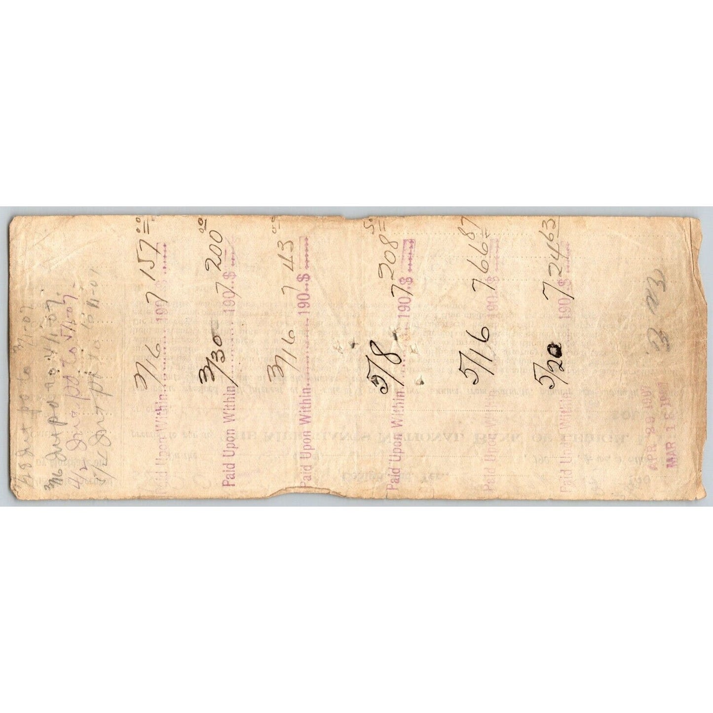 Lehigh, OK Indian Territory 1907 Merchants National Bank $700 Promissory Note