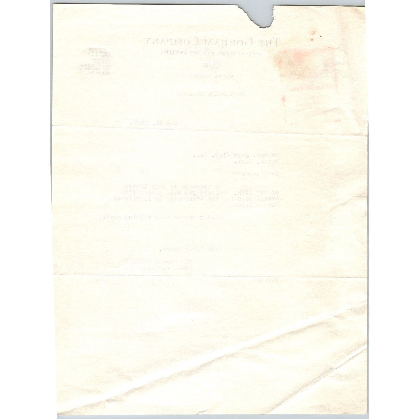 Gorham Co Silversmiths to "Leys" Jewelers Butte, MT 1925 Letterhead re: Credit