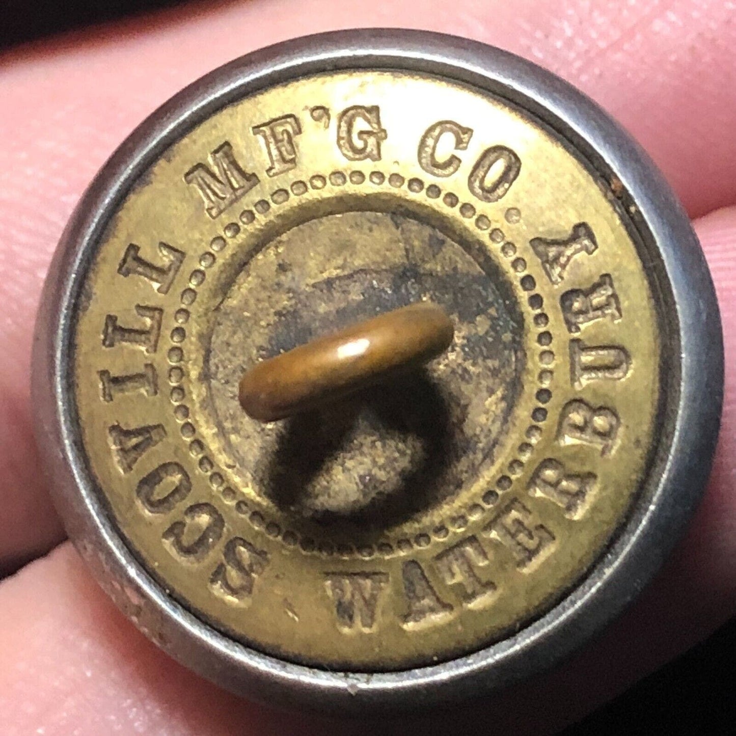 Erie Railroad Uniform Button Silvertone 3/4" - Convex Scovill Waterbury
