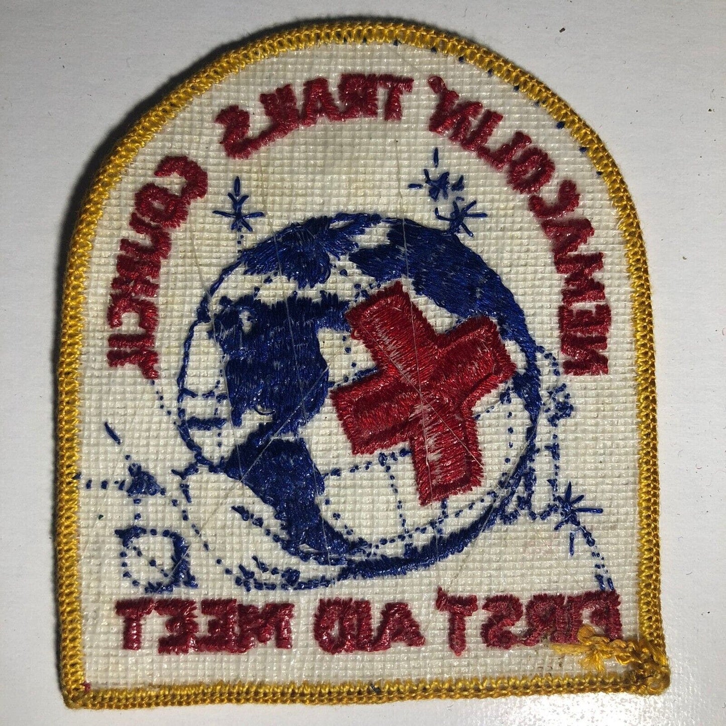 BSA Nemacolin Trails Council First Aid Vintage Embroidered Patch c70's Red Cross