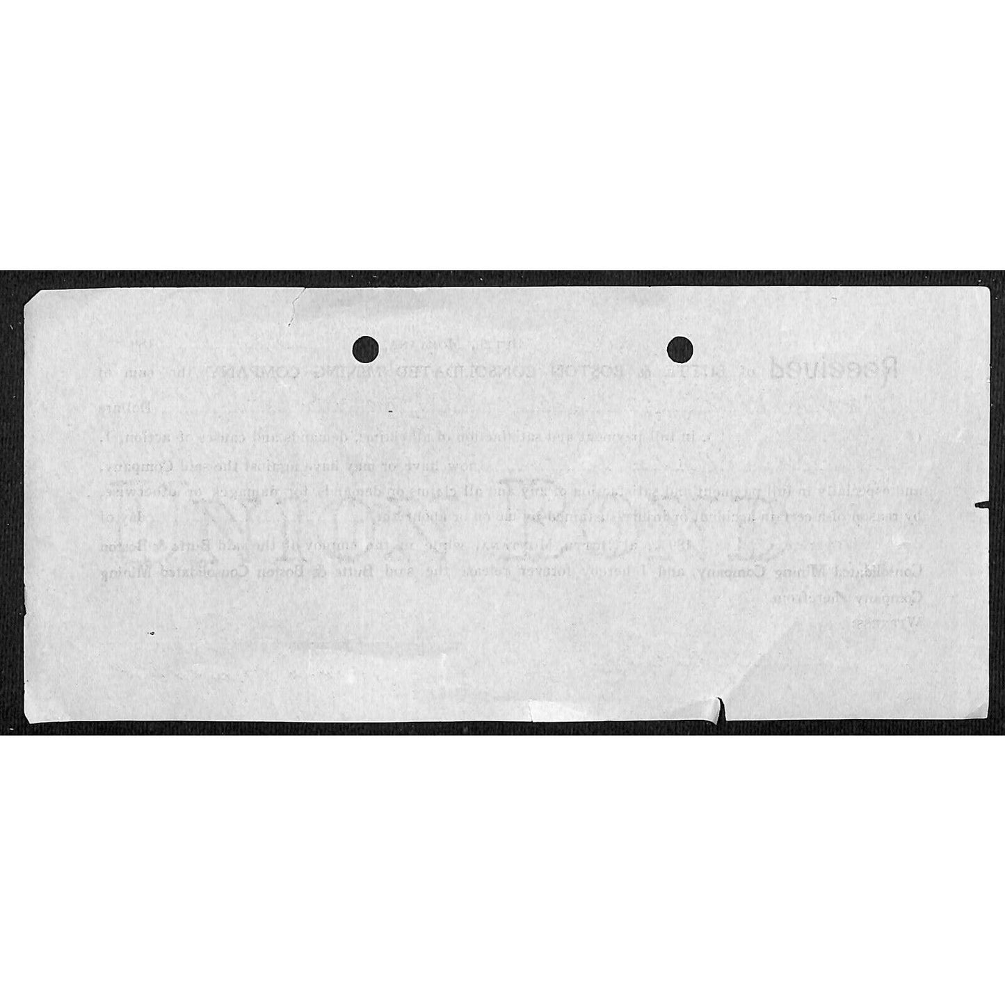 Butte & Boston Consolidated Mining Company 1899 Accident Claim Liability Release